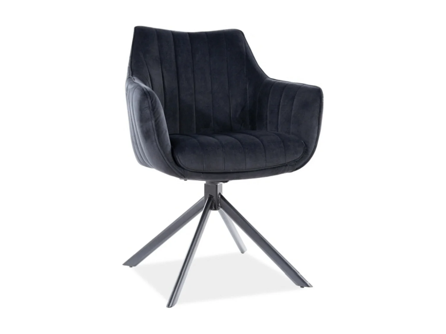 Chaise de salle à manger pivotante à 180° velours et acier noir Binka-Couleur Noir