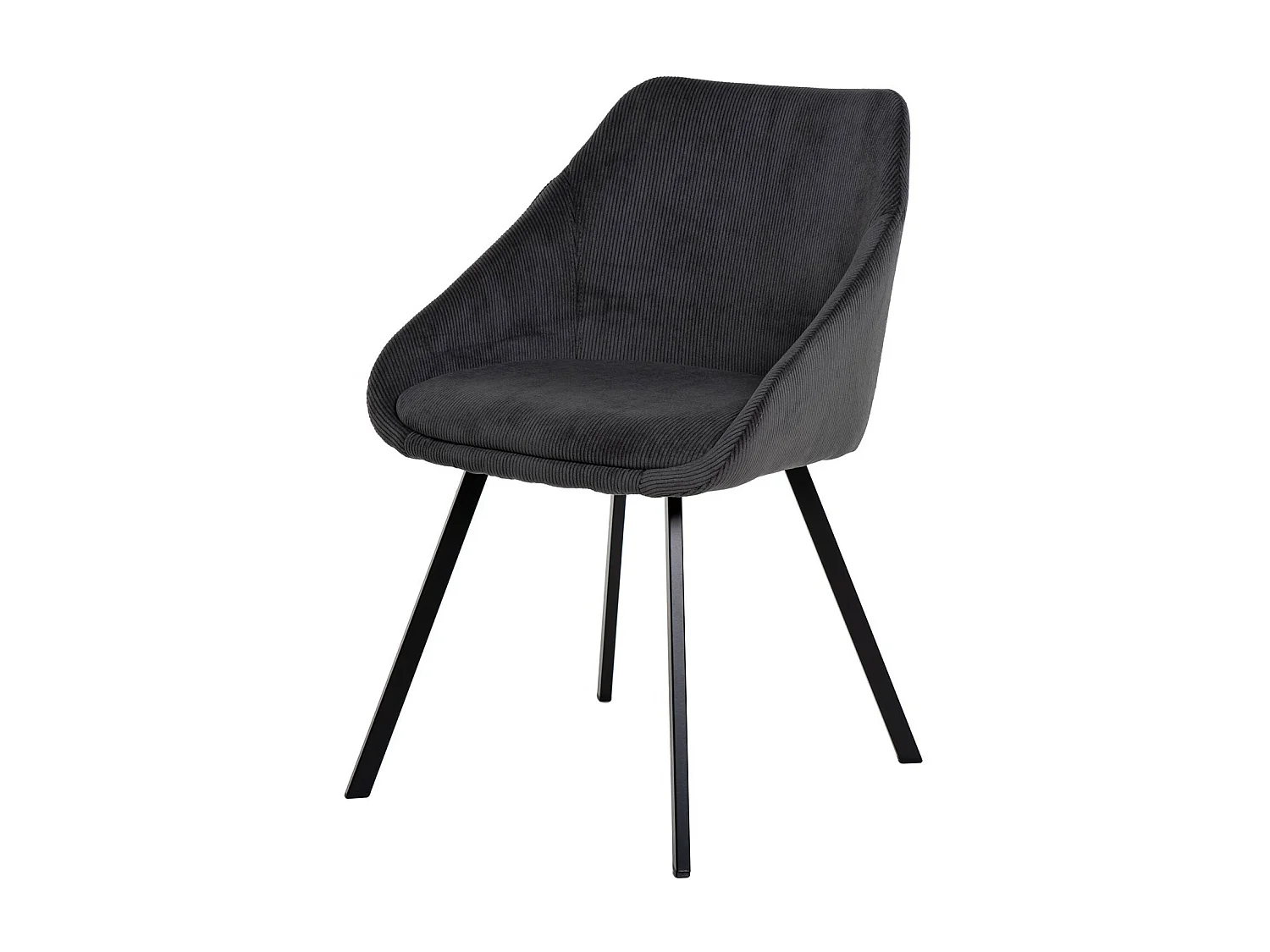 Chaise moderne Maggie - Élégance en velours et pieds métal noir-Couleur Gris foncé