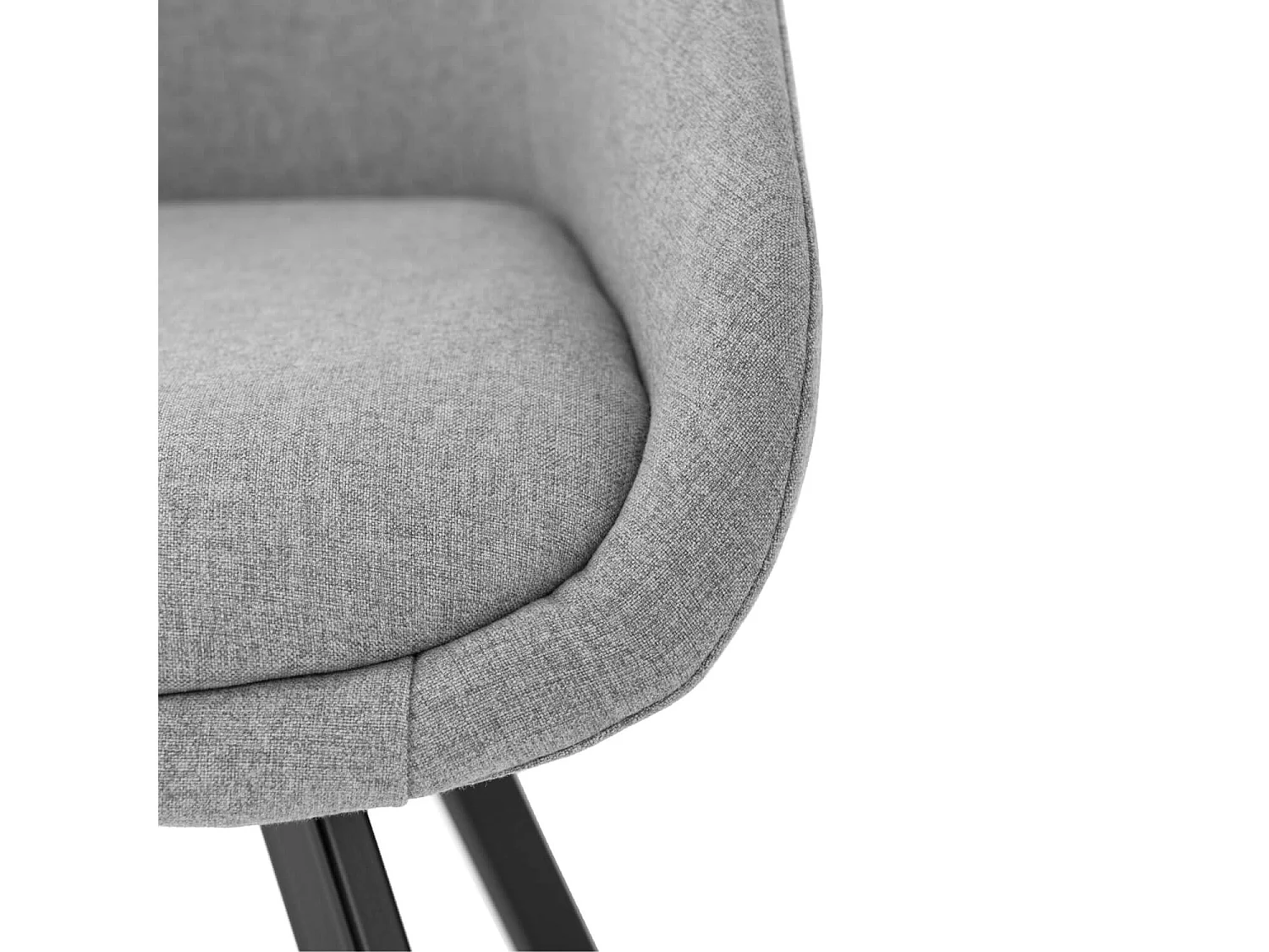 Chaise moderne tissu gris clair et pieds métal noir Galie