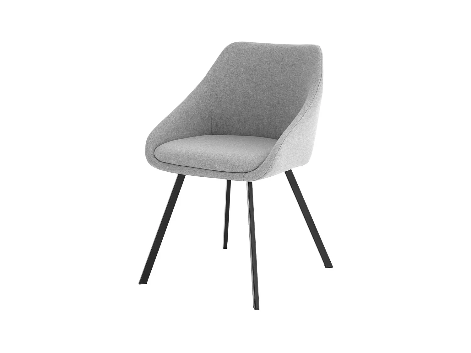 Chaise moderne tissu gris clair et pieds métal noir Galie