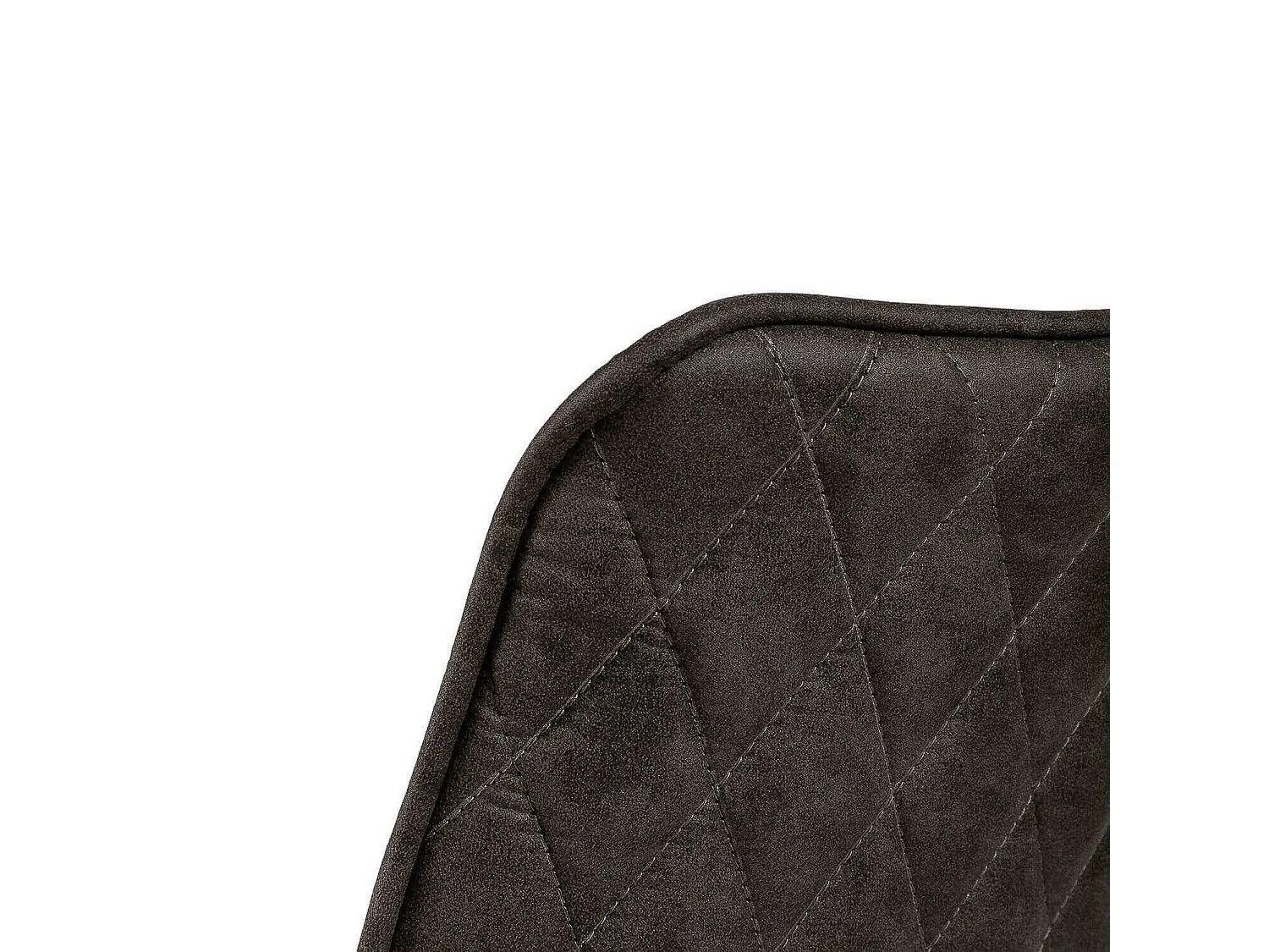 Chaise tissu imitation cuir gris foncé et pieds métal noir Brika