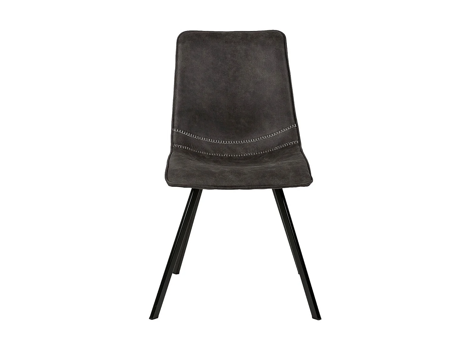 Chaise tissu imitation cuir gris foncé et pieds métal noir Brika