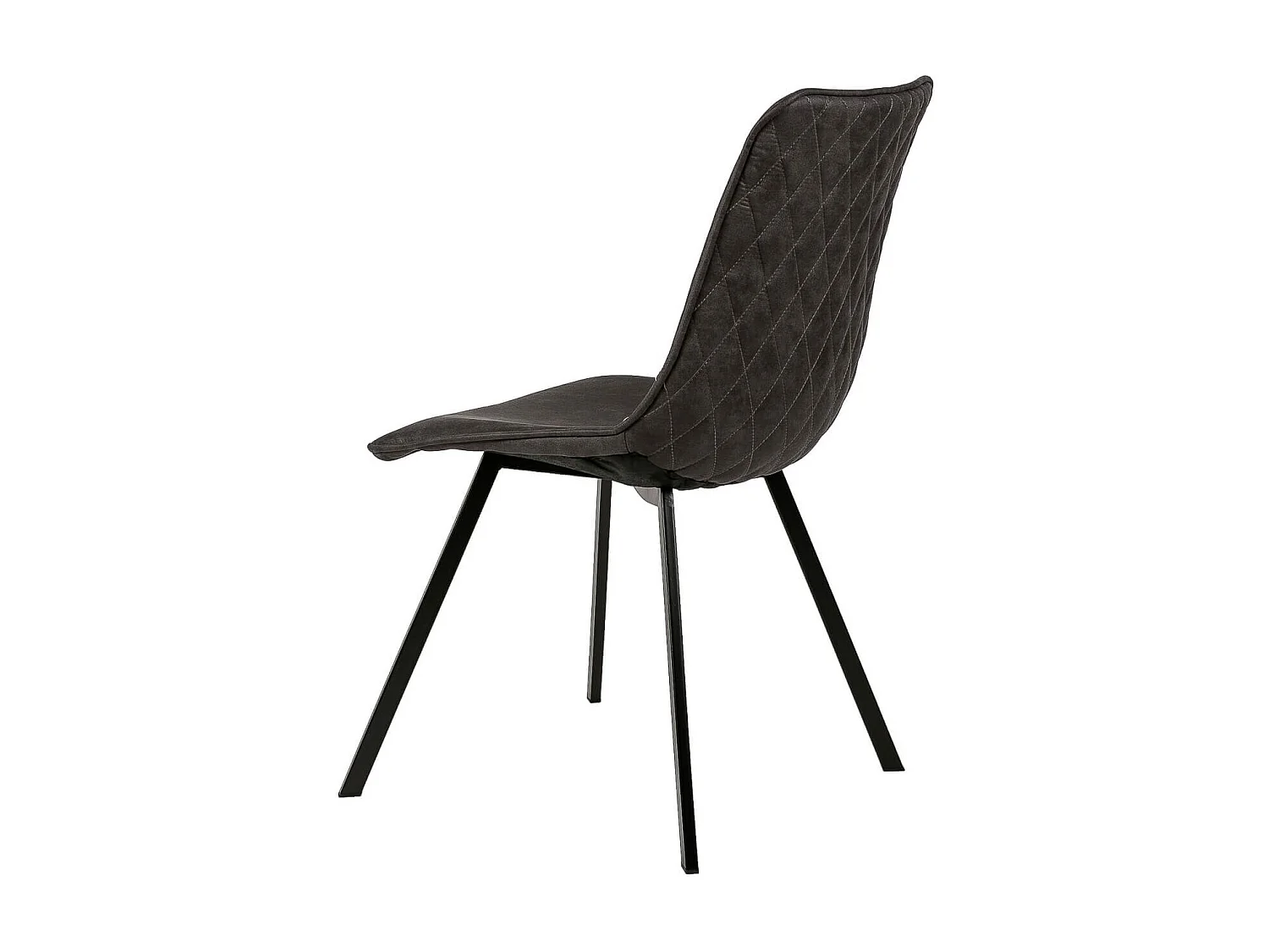 Chaise tissu imitation cuir gris foncé et pieds métal noir Brika