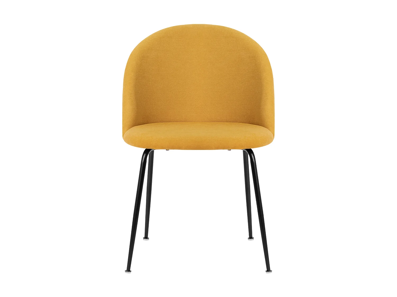 Chaise moderne tissu jaune moutarde rembourré et pieds métal noir Louba