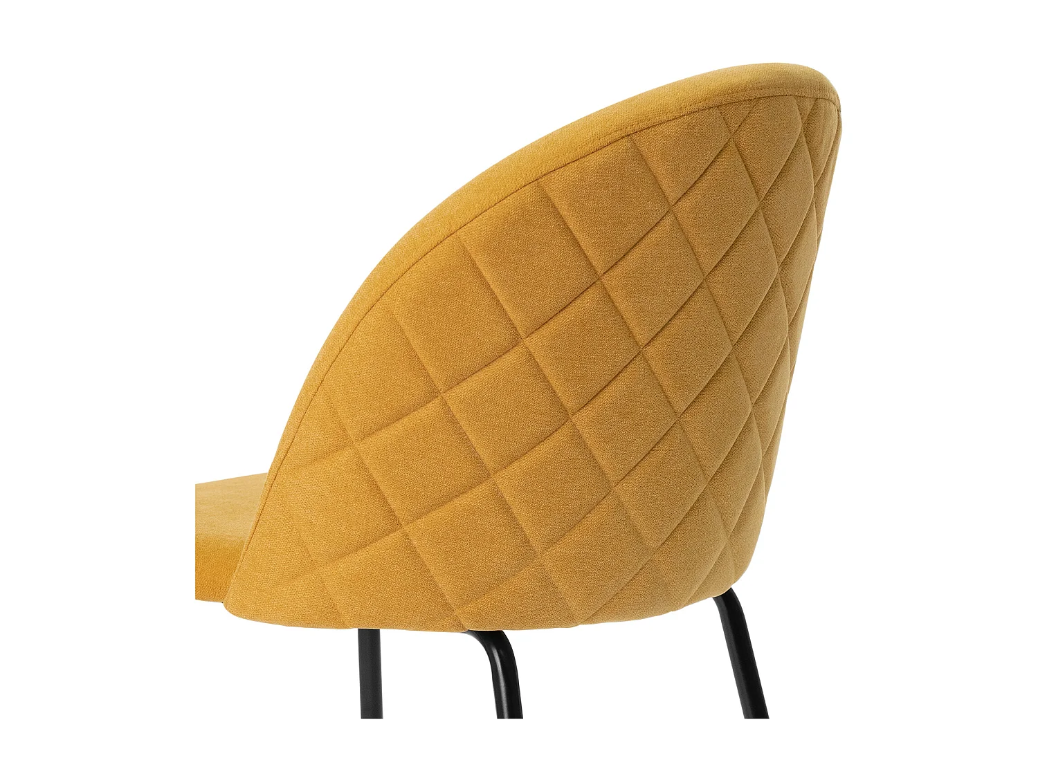 Chaise moderne tissu jaune moutarde rembourré et pieds métal noir Louba