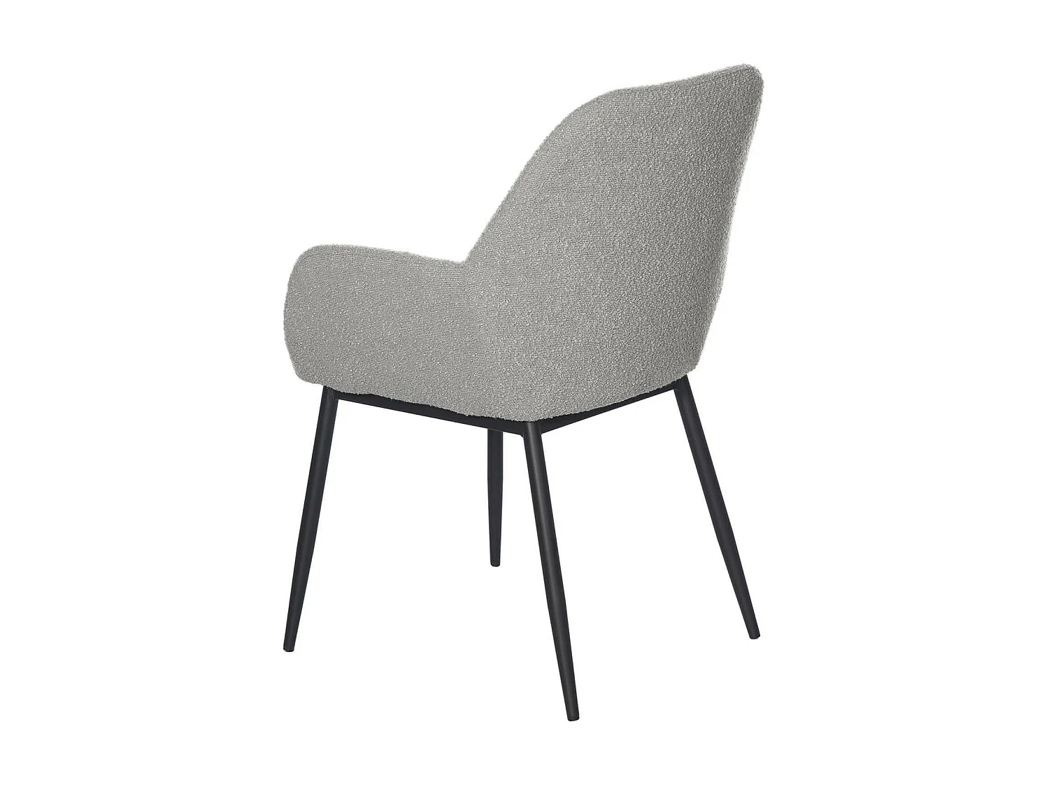 Chaise avec accoudoir tissu effet peau de mouton gris clair et pieds métal noir Malio