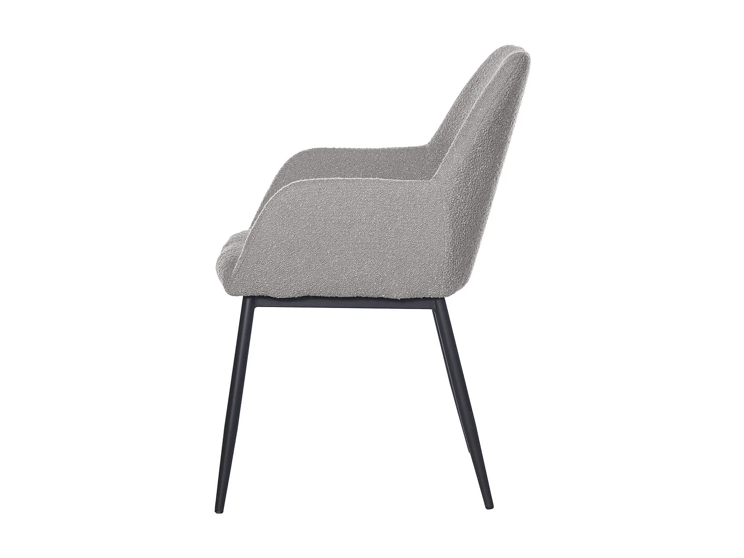 Chaise avec accoudoir tissu effet peau de mouton gris clair et pieds métal noir Malio