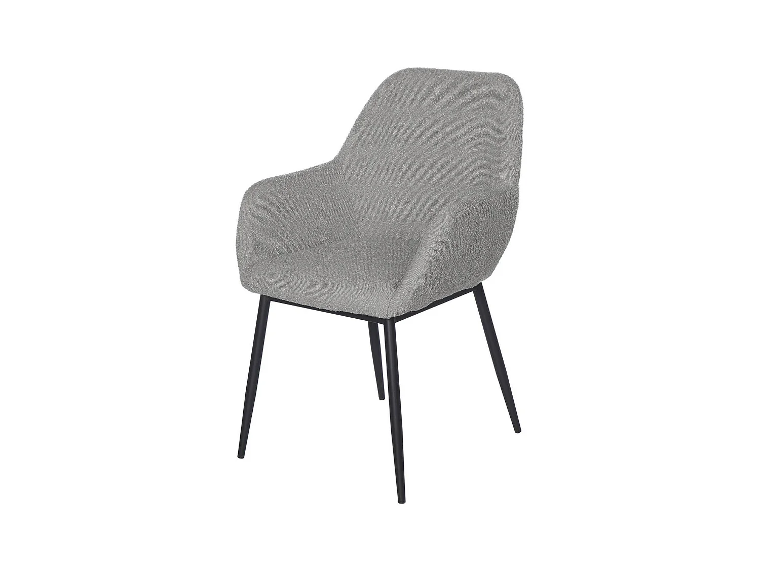 Chaise avec accoudoir tissu effet peau de mouton gris clair et pieds métal noir Malio