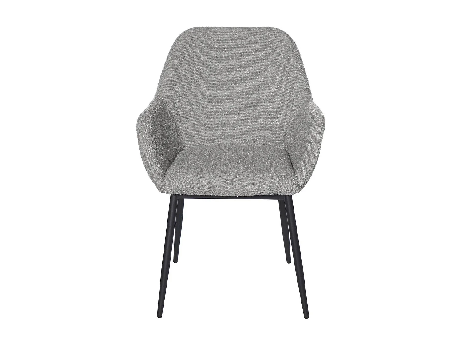 Chaise avec accoudoir tissu effet peau de mouton gris clair et pieds métal noir Malio