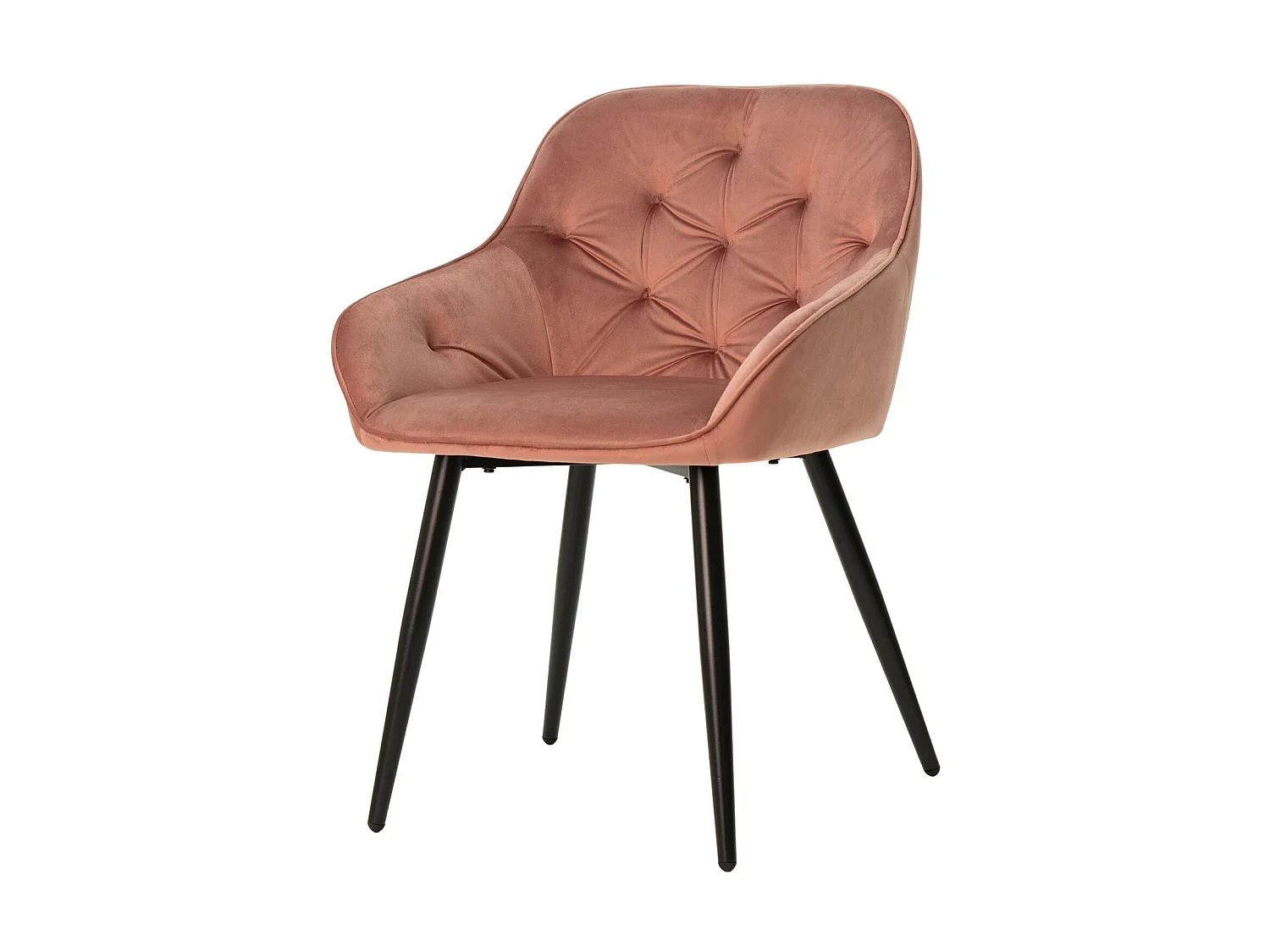 Chaise avec accoudoir velours abricot et pieds métal noir Blako