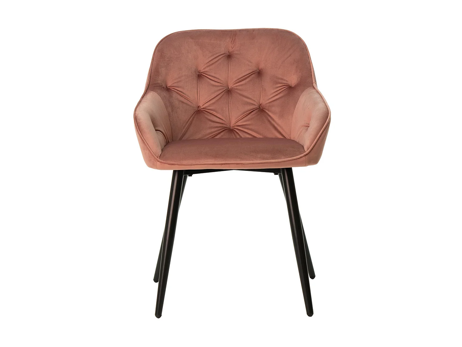 Chaise avec accoudoir velours abricot et pieds métal noir Blako