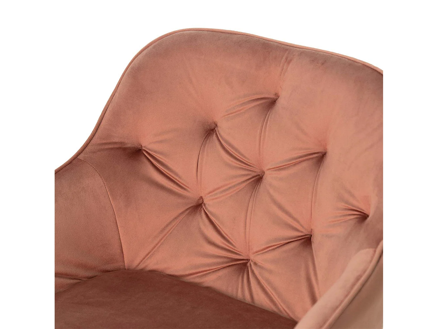 Chaise avec accoudoir velours abricot et pieds métal noir Blako