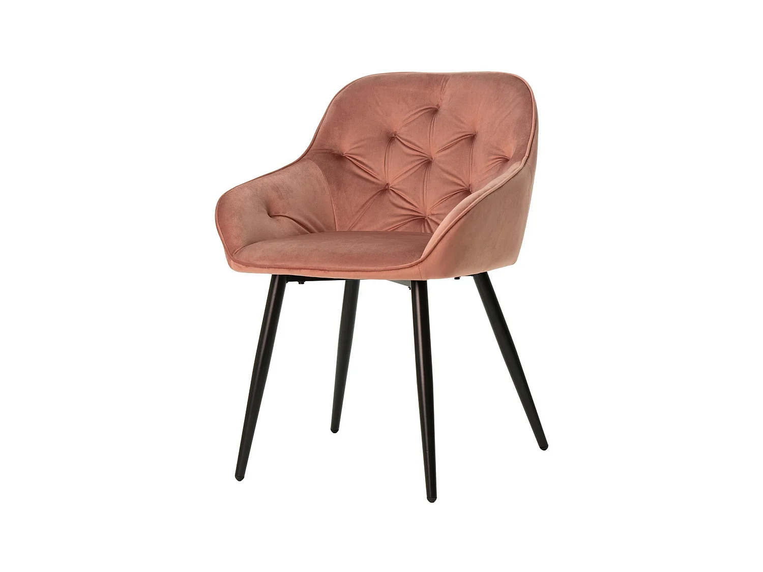 Chaise avec accoudoir velours abricot et pieds métal noir Blako