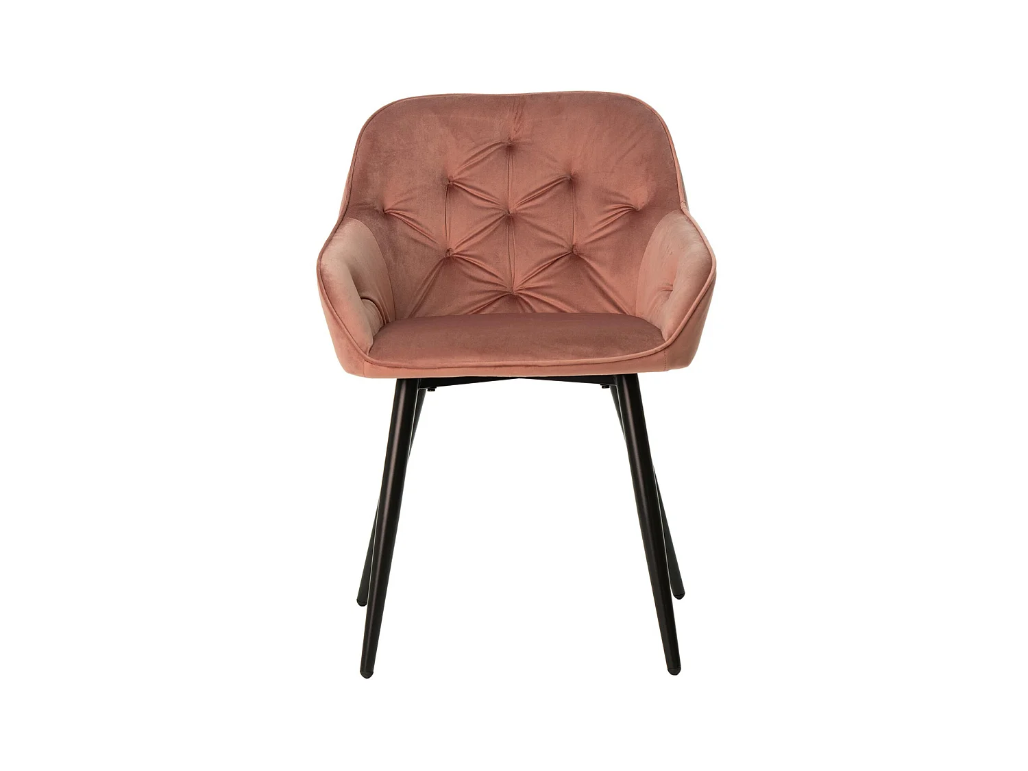 Chaise avec accoudoir velours abricot et pieds métal noir Blako