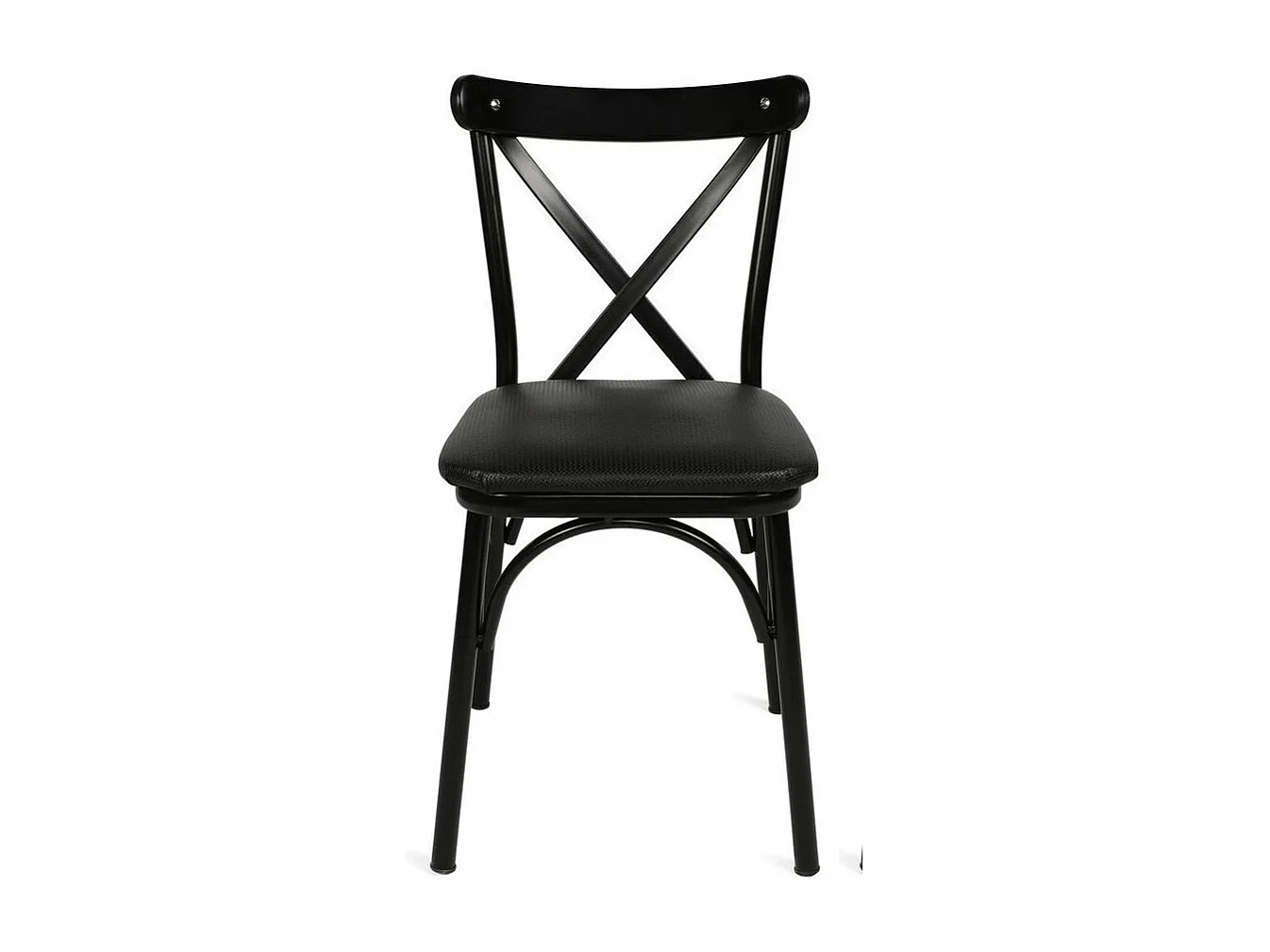 Chaise Kortal en bois et métal - Élégance rustique pour la cuisine-Couleur Noir-Pack de 4