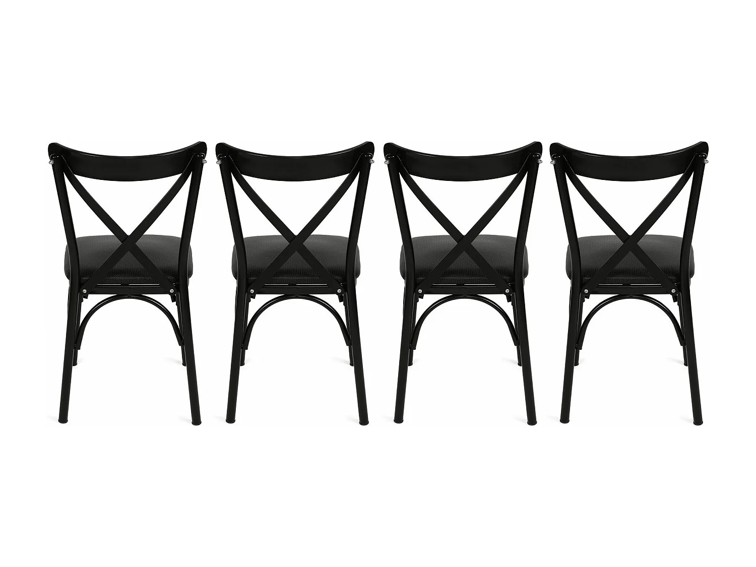 Chaise Kortal en bois et métal - Élégance rustique pour la cuisine-Couleur Noir-Pack de 4