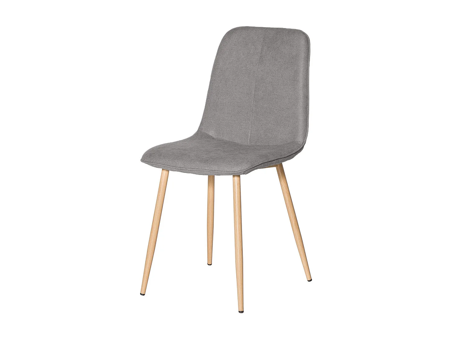 Chaise Klory - Tissu confortable et pieds métal éffet bois naturel-Couleur Gris clair