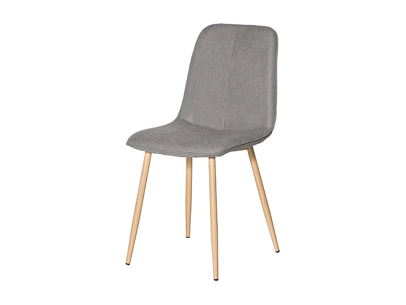 Chaise Klory - Tissu confortable et pieds métal éffet bois naturel-Couleur Gris clair