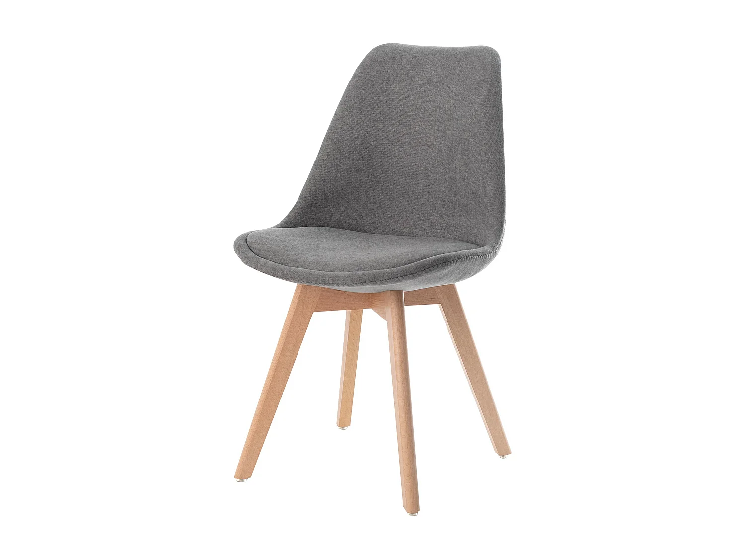 Chaise scandinave en tissu doux et bois de Hêtre Romba – Confort et élégance-Couleur Gris