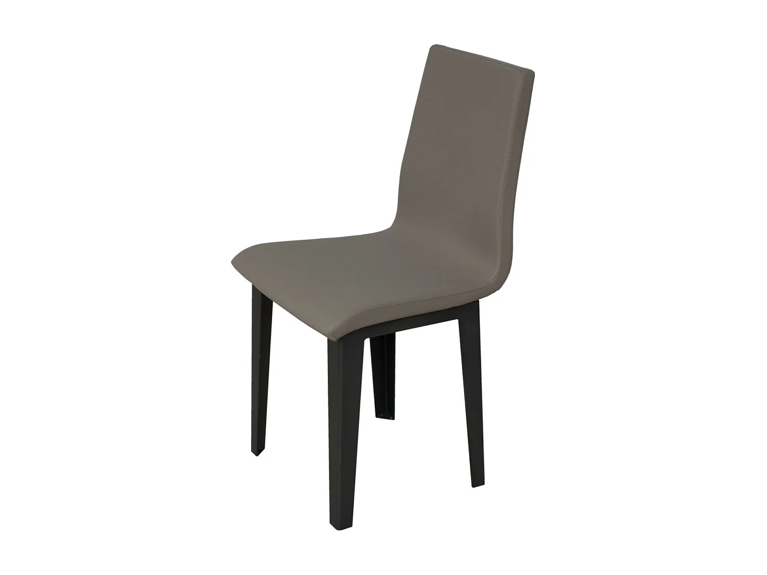 Silla Sofy moderna de piel sintética y patas de metal antracita-Color Marrón claro