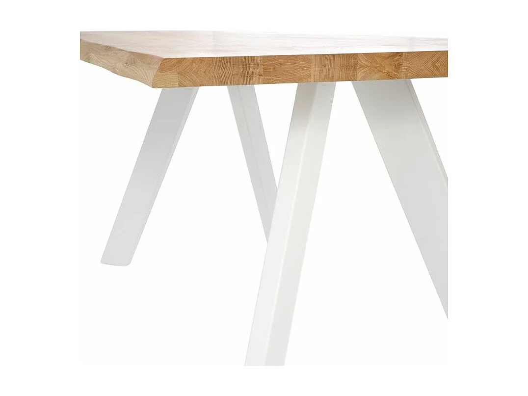 Table à manger industrielle Brokate – Chêne massif clair et pieds métal-Couleur Naturel/Blanc-Largeur 180 cm