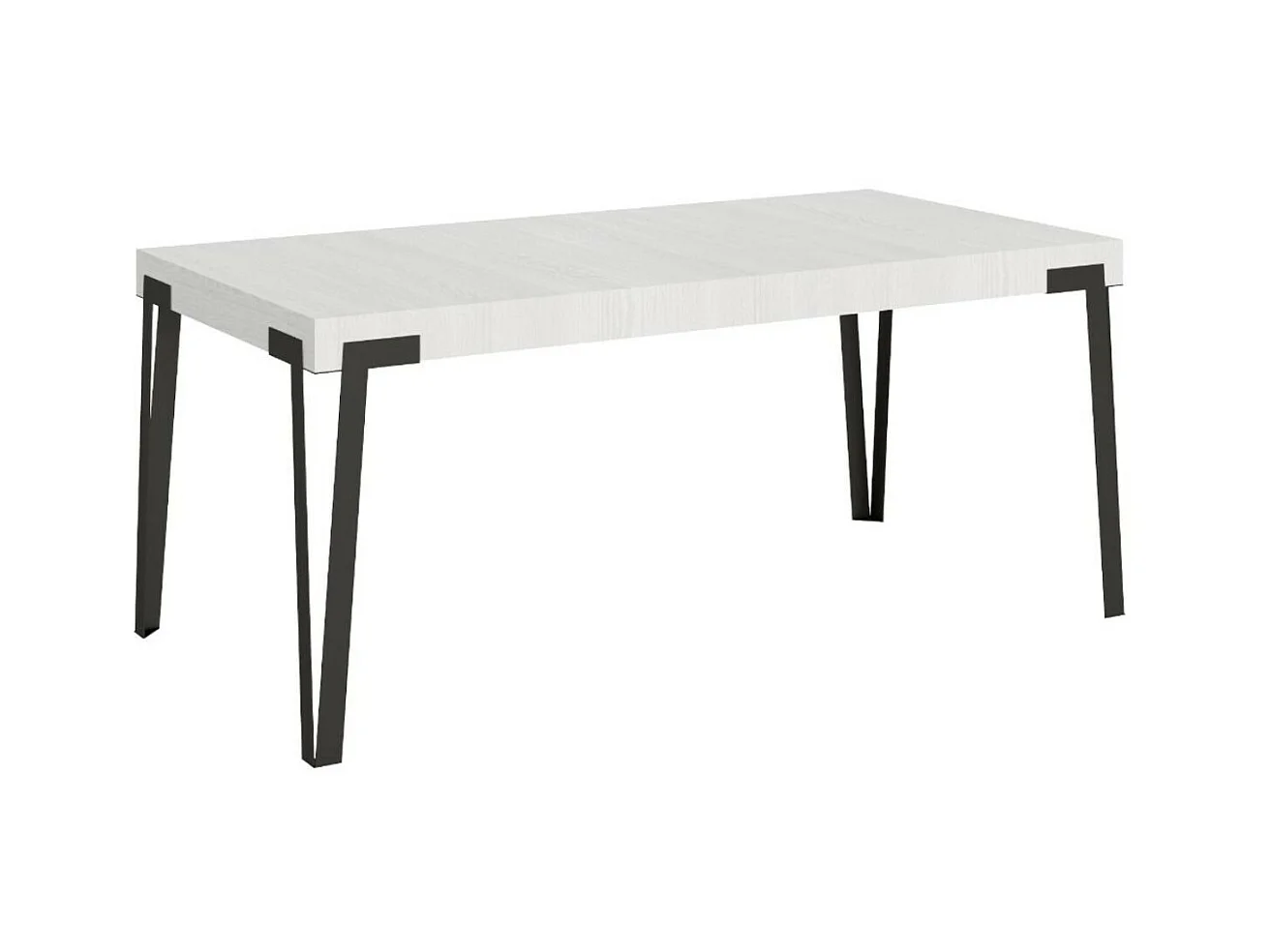 Table rectangulaire 180cm blanc et pieds métal anthracite Konta