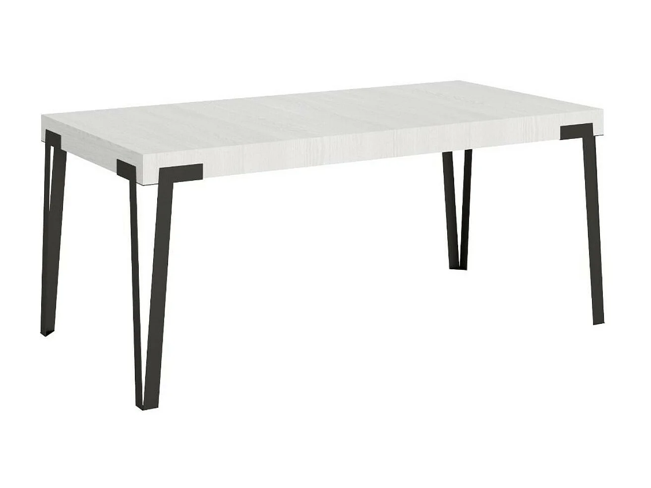 Table rectangulaire 180cm blanc et pieds métal anthracite Konta