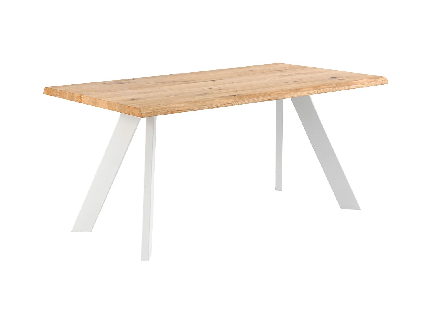 Table à manger industrielle Brokate – Chêne massif clair et pieds métal-Couleur Naturel/Blanc-Largeur 140 cm