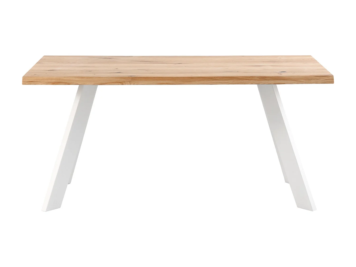 Table à manger industrielle Brokate – Chêne massif clair et pieds métal-Couleur Naturel/Blanc-Largeur 140 cm
