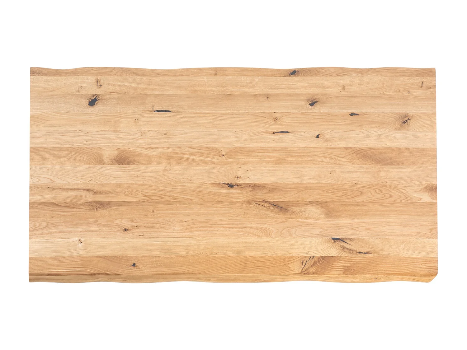 Table à manger industrielle Brokate – Chêne massif clair et pieds métal-Couleur Naturel/Noir-Largeur 180 cm