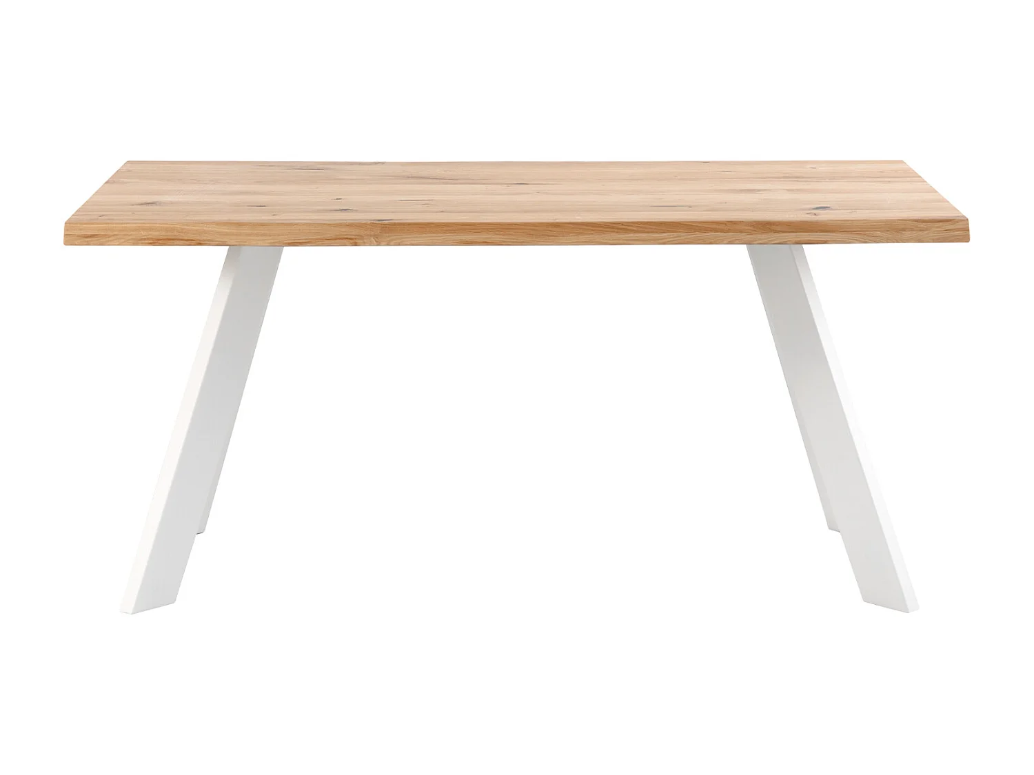 Table à manger industrielle Brokate – Chêne massif clair et pieds métal-Couleur Naturel/Blanc-Largeur 200 cm