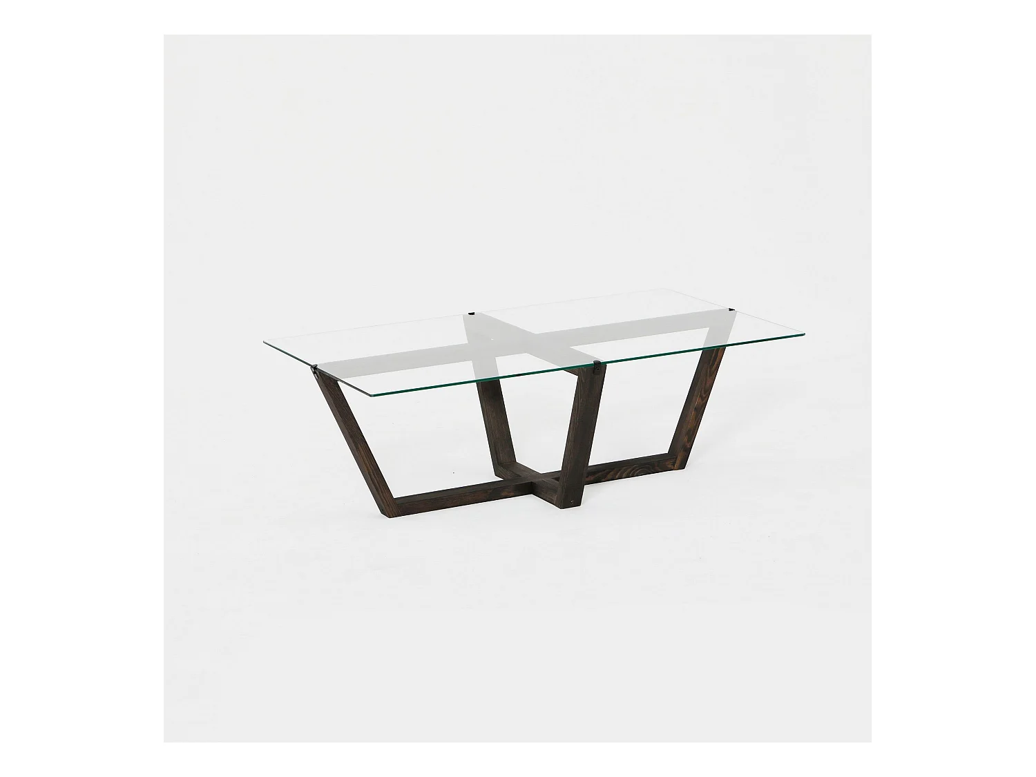 Table basse moderne Dinter L105cm Bois massif Anthracite et Verre Transparent
