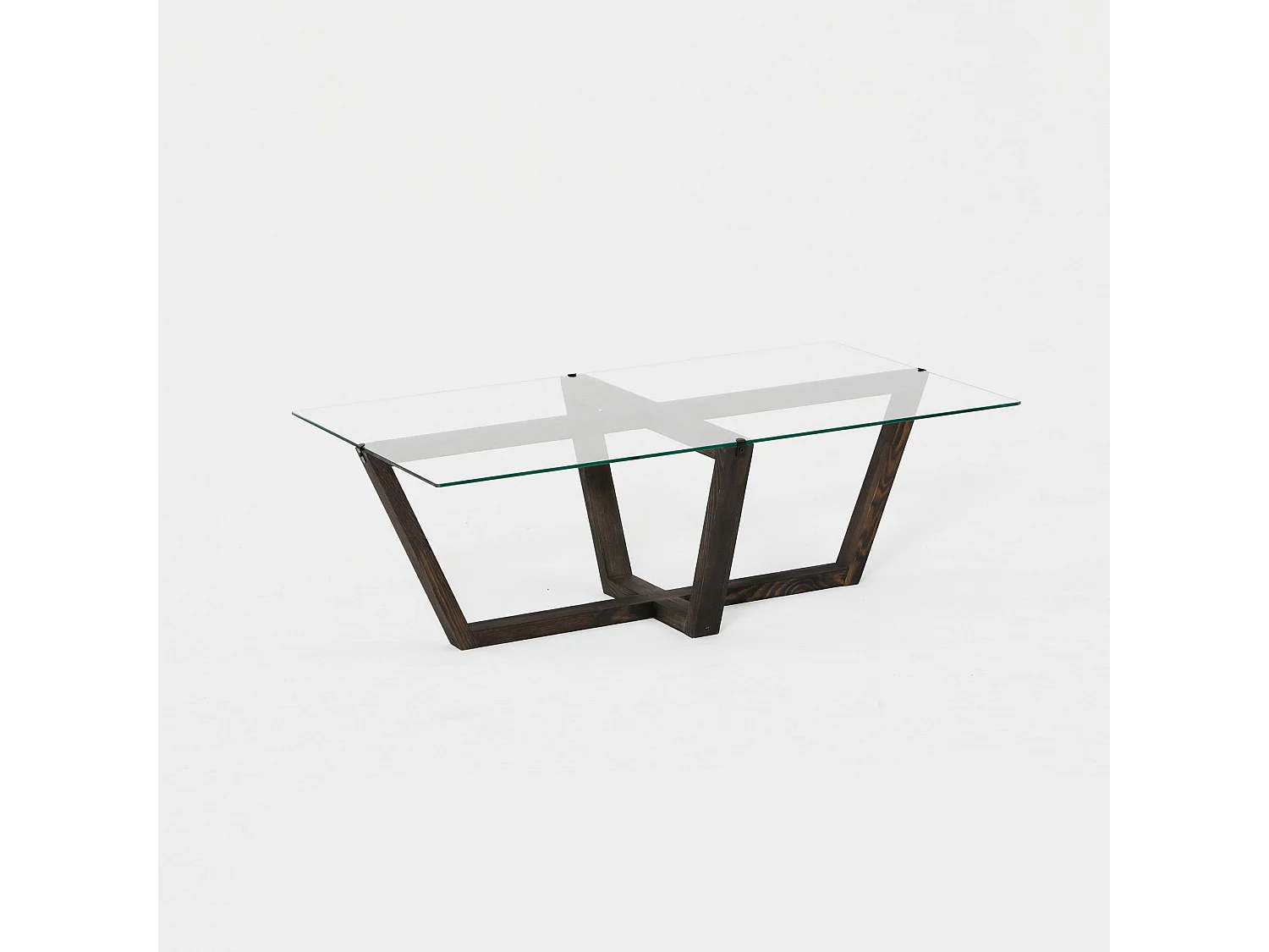 Table basse moderne Dinter L105cm Bois massif Anthracite et Verre Transparent
