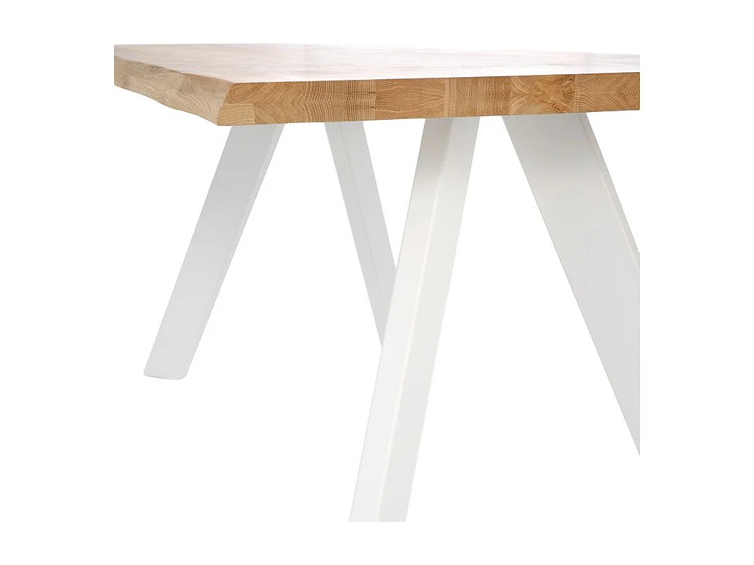 Table à manger industrielle Brokate – Chêne massif clair et pieds métal-Couleur Naturel/Blanc-Largeur 160 cm