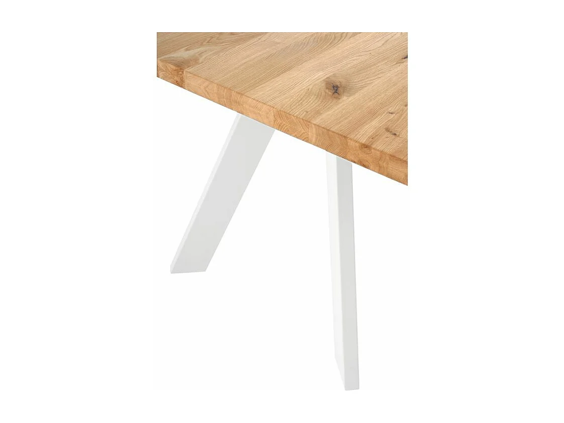Table à manger industrielle Brokate – Chêne massif clair et pieds métal-Couleur Naturel/Blanc-Largeur 160 cm