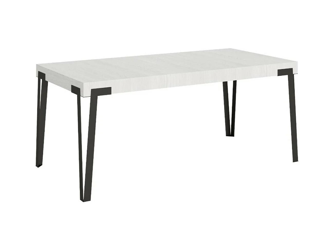 Table rectangulaire 160cm blanc et pieds métal anthracite Konta