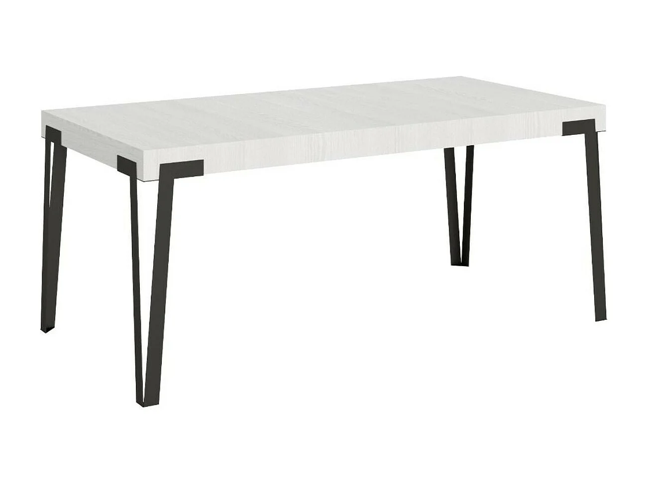 Table rectangulaire 160cm blanc et pieds métal anthracite Konta