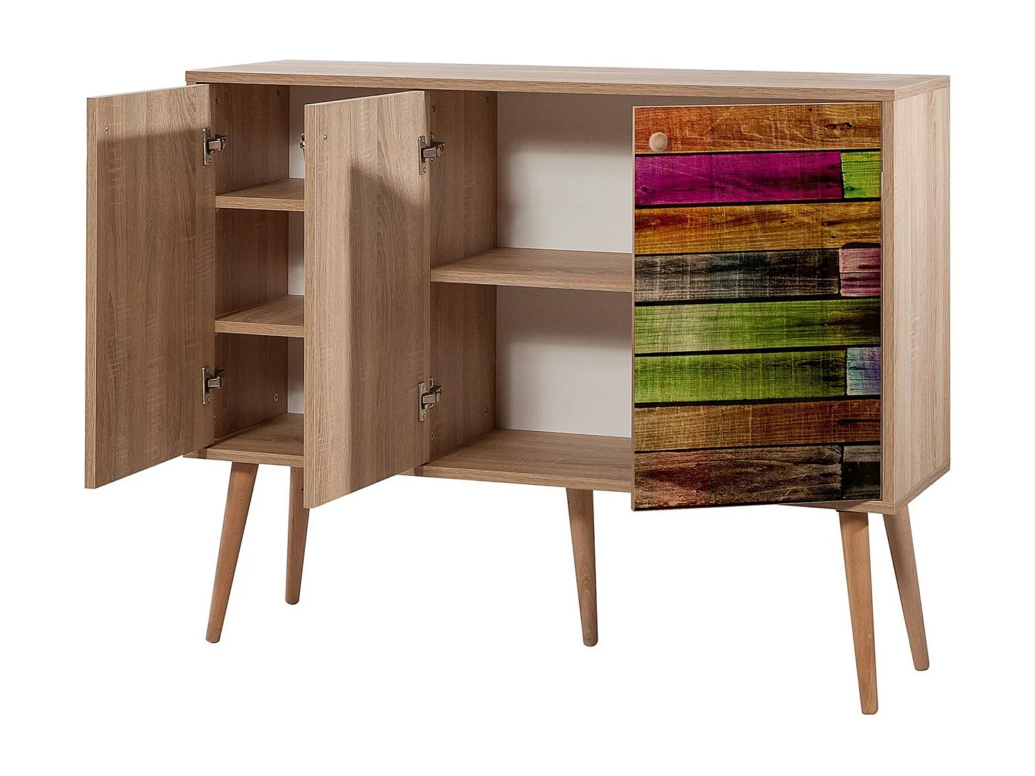Buffet 3 portes Repono 120x90cm Bois Multicolore
