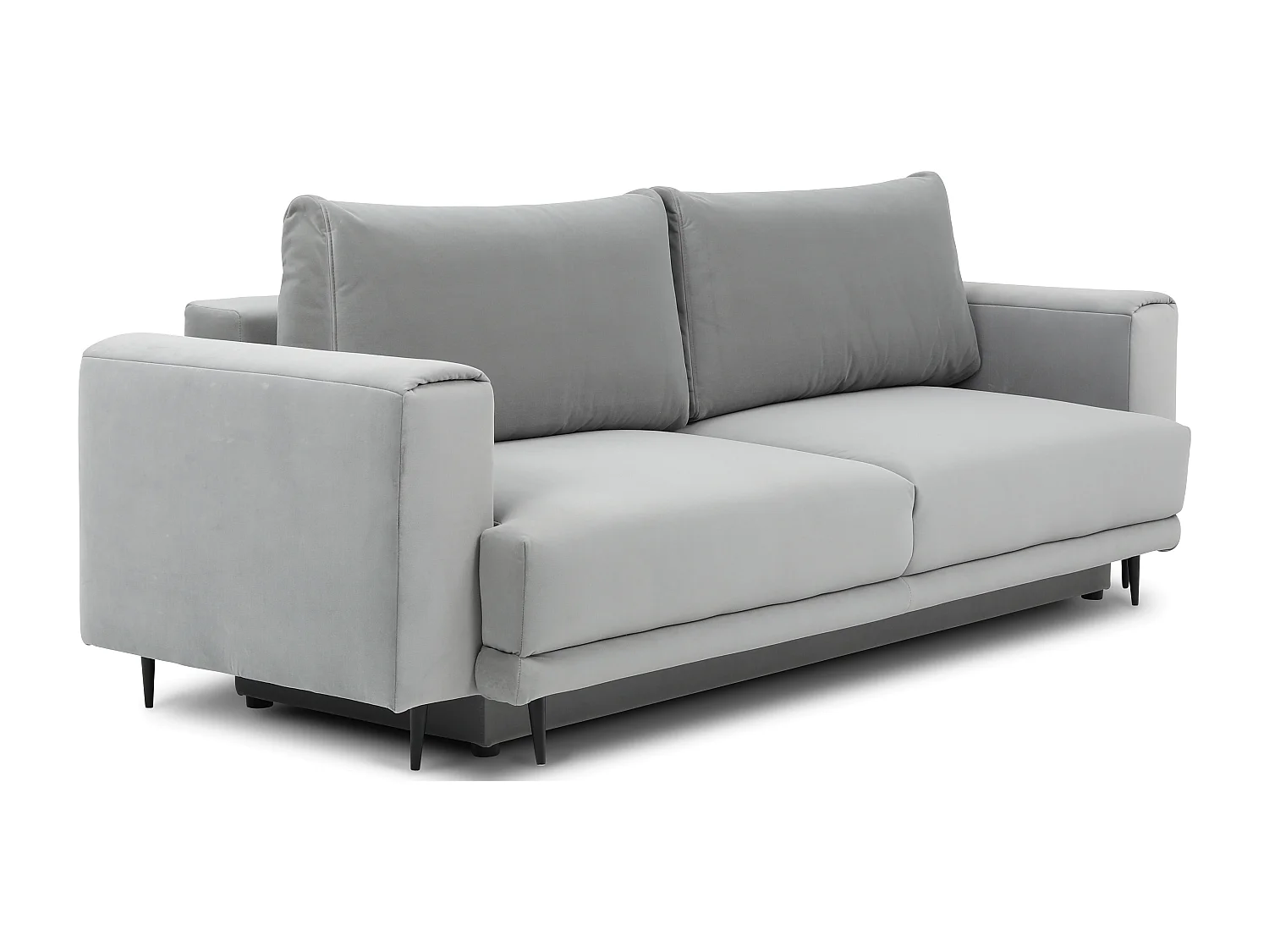 Designer 4-zits slaapbank in zachte beige perlietstof en zwarte metalen poten Arkia 260 cm