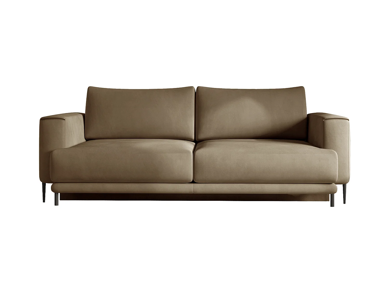 Canapé convertible design 4 places tissu doux beige perlite et pieds métal noir Arkia 260cm