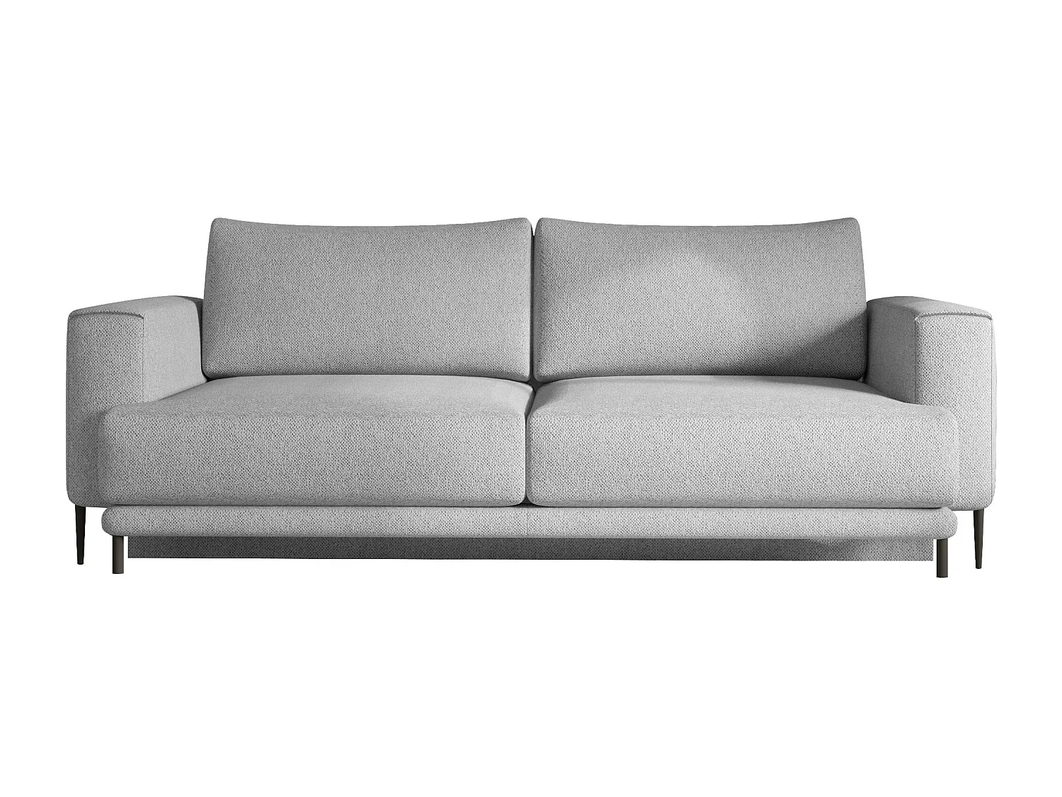 Canapé droit convertible 3 places velours DAVINA 246cm - Coffre & pieds métal noir-Marron clair