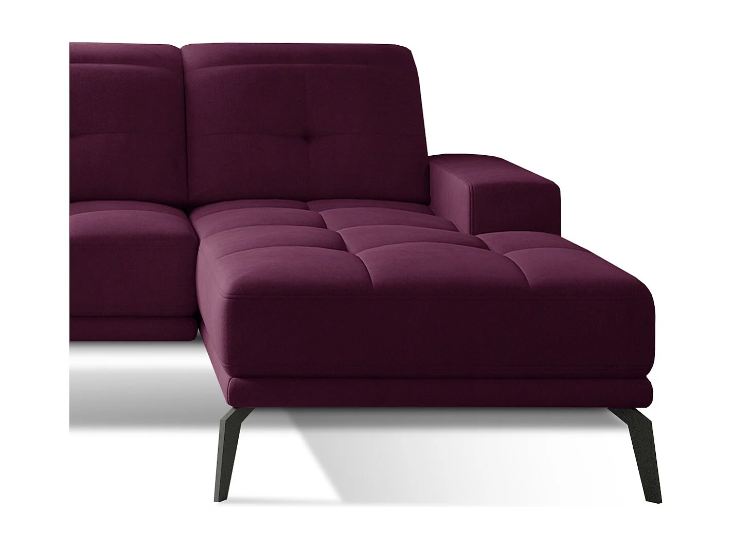 Torpille 5-zits bordeaux fluwelen hoekbank rechts 265 cm