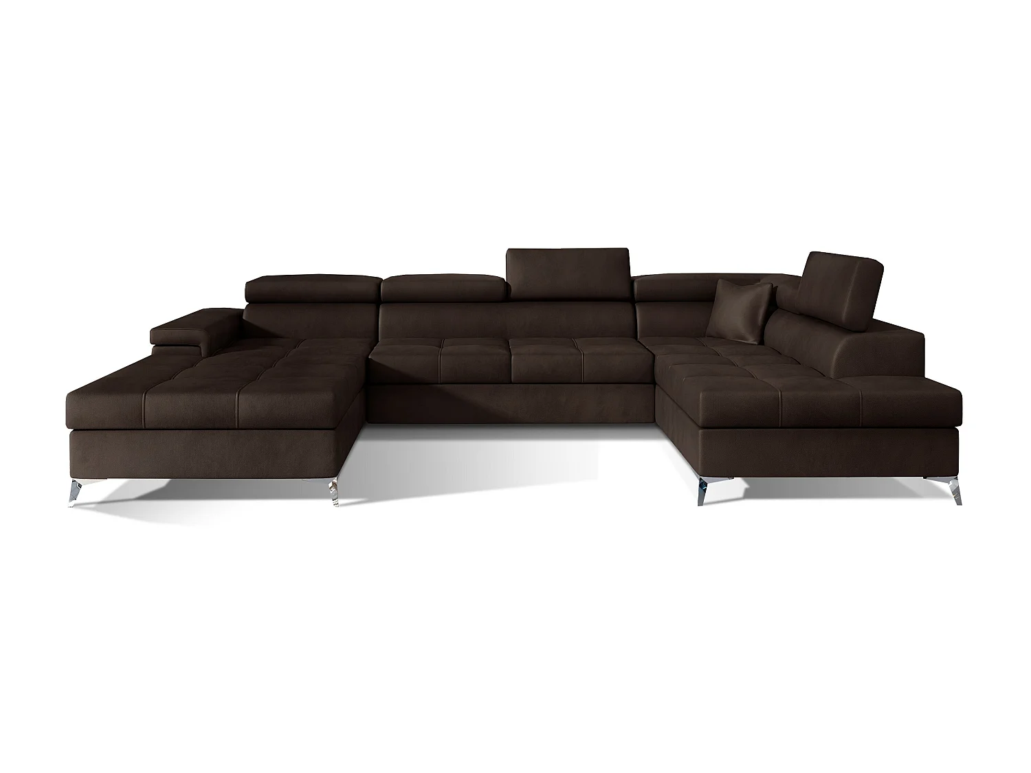 Bruin fluwelen panoramische bankopbergbox rechts Kutty 345 cm