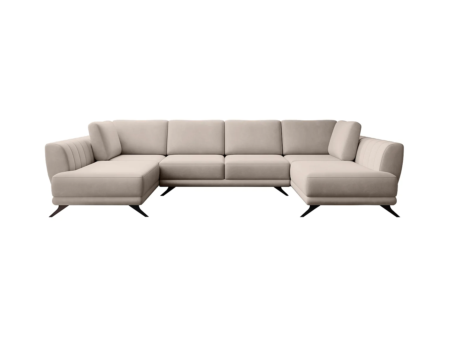 Canapé d'angle panoramique 6 places velours beige Largos 362cm