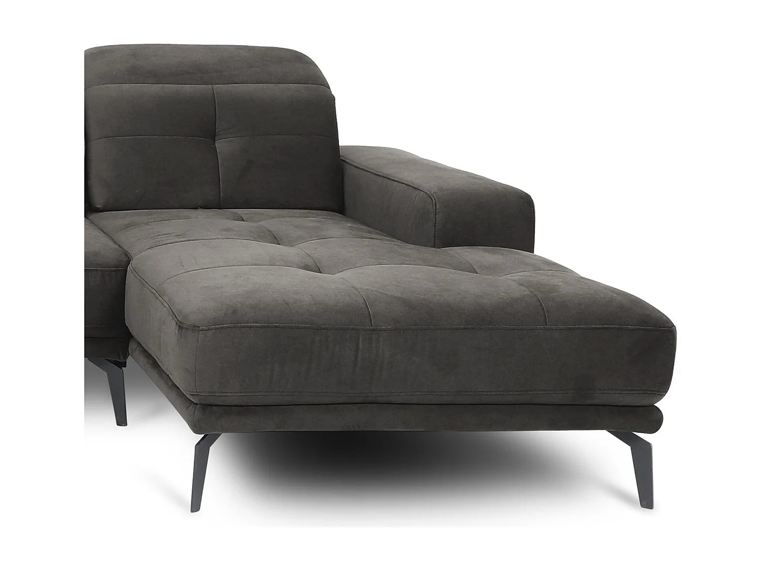 Canapé panoramique design velours marron meuse têtières angle gauche avec accoudoir Stan 350cm