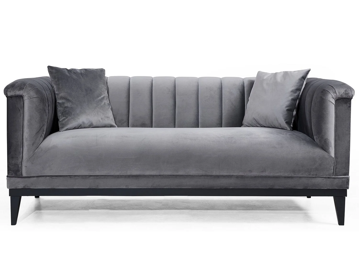 Canapé 2 places velours gris Robina 190cm