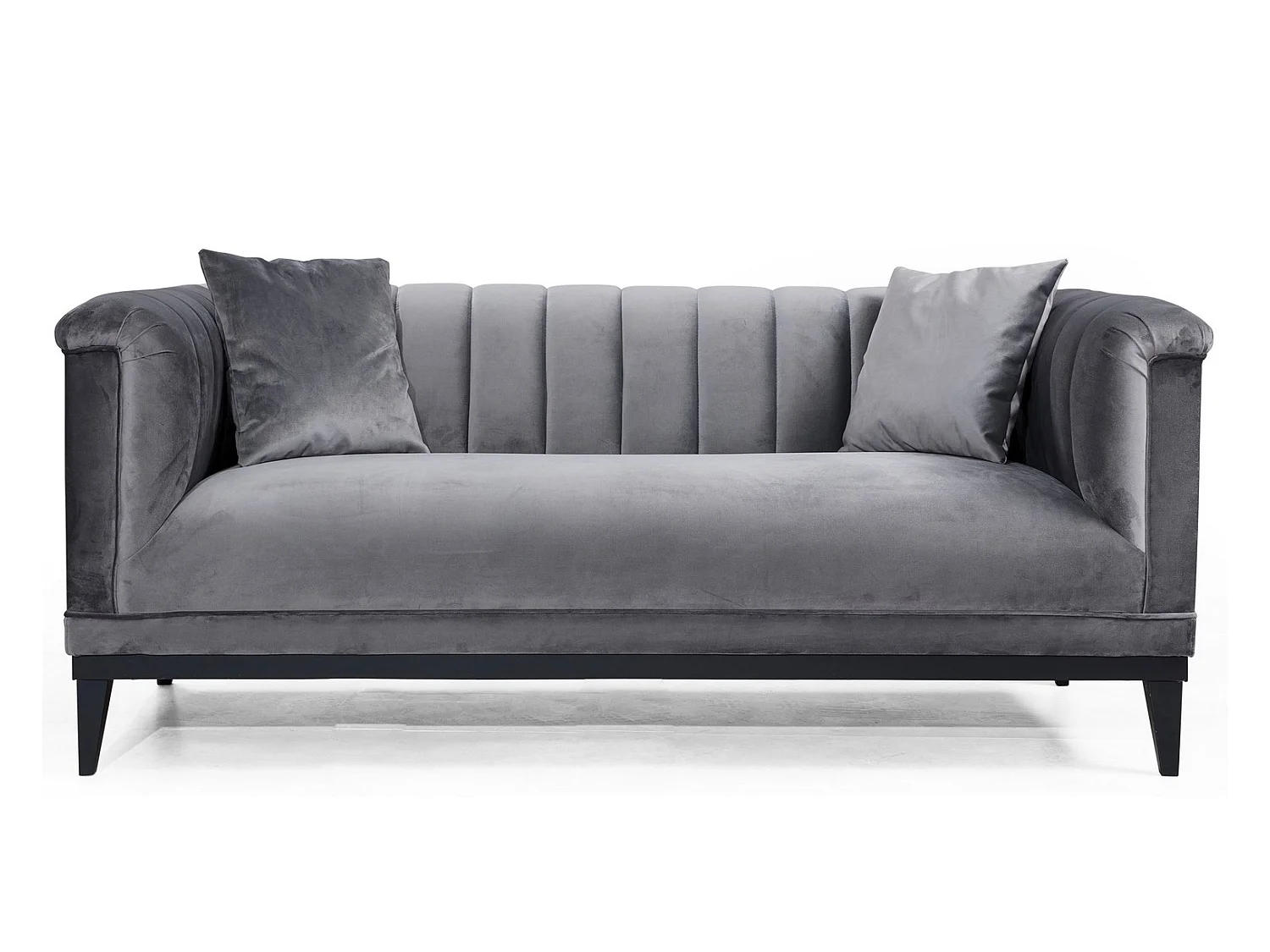 Canapé 2 places velours gris Robina 190cm