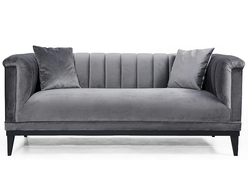 Canapé 2 places velours gris Robina 190cm
