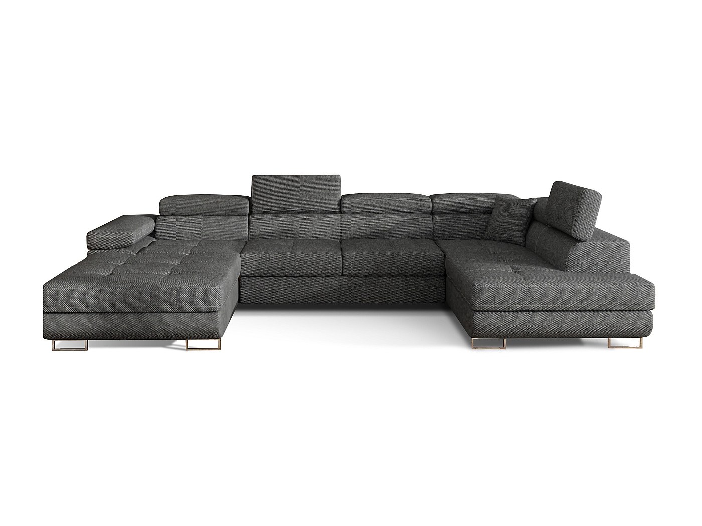 Canapé panoramique tissu gris foncé convertible avec coffre de ...