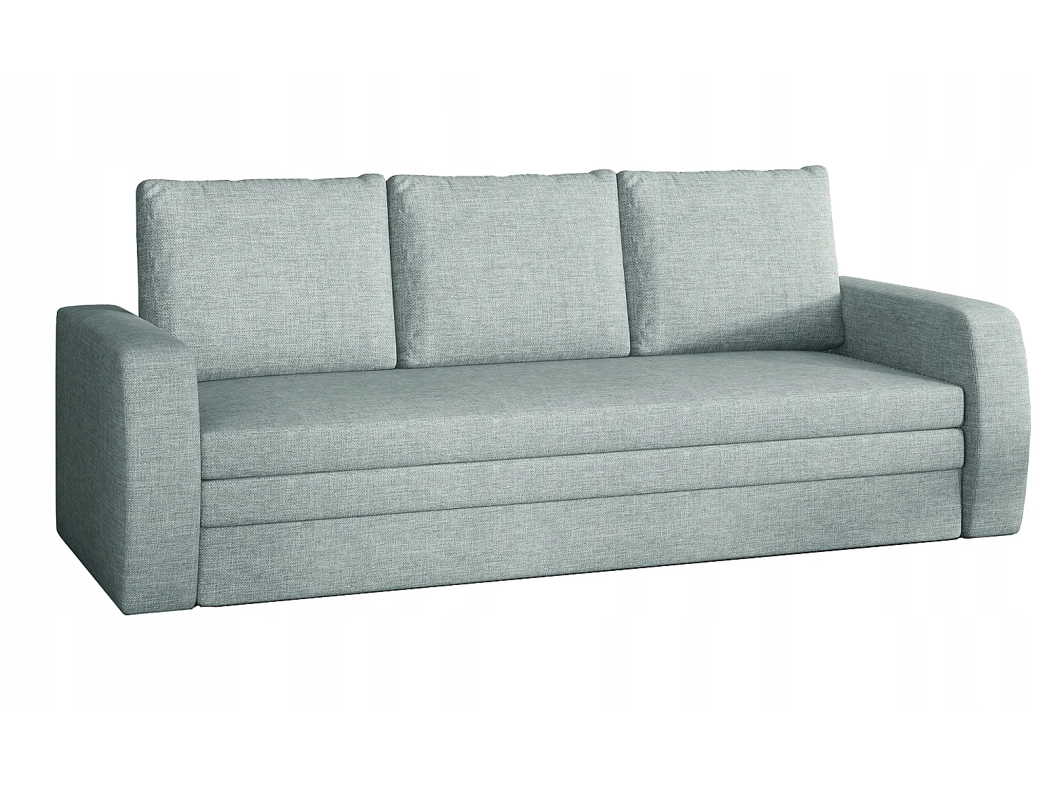 Canapé lit tissu vert d'eau avec coffre de rangement Liverna 220cm